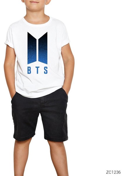 Bts Blue Logo Beyaz Çocuk Tişört