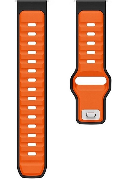 Amazfit Stratos 3 Uyumlu Kordon Kayış Silikon 22/135KRD Turuncu Siyah