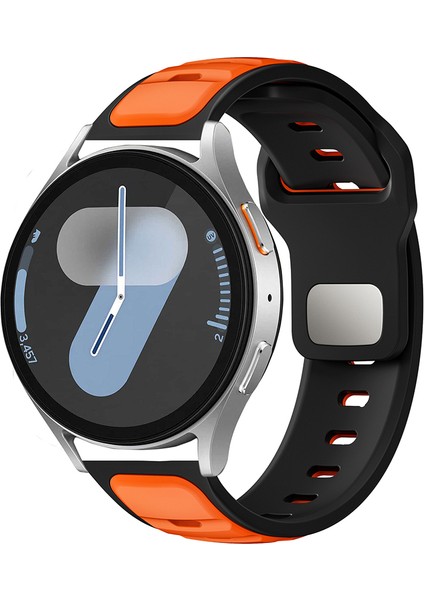 Amazfit Stratos 3 Uyumlu Kordon Kayış Silikon 22/135KRD Turuncu Siyah