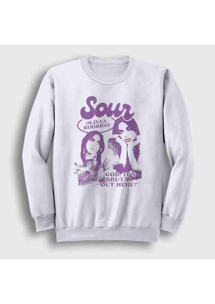 Unisex Beyaz Sour Müzik Olivia Rodrigo Sweatshirt