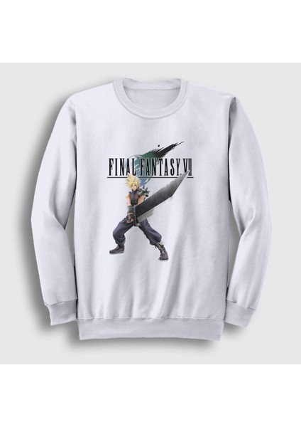 Unisex Beyaz Cloud Strife Final Fantasy Vii Sweatshirt