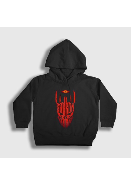 Unisex Çocuk Siyah Sauron 3 Yüzüklerin Efendisi Lord Of The Rings Kapüşonlu Sweatshirt
