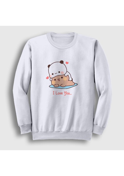 Unisex Beyaz Love Sevgili Sevgililer Günü Hediye Bubu Dudu Sweatshirt