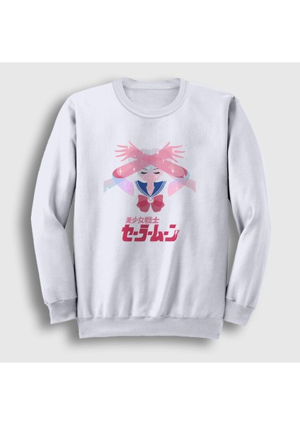 Unisex Beyaz Serena Usagi V2 Sailor Moon Ay Savaşçısı Sweatshirt