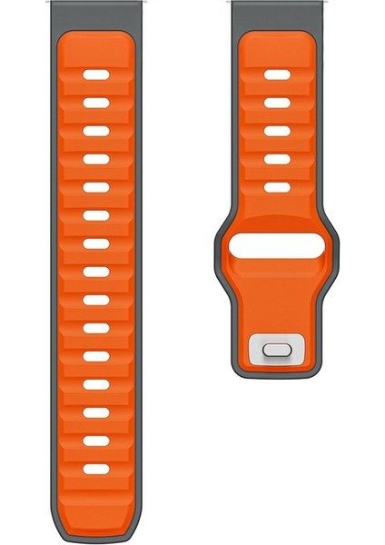 Amazfit Cheetah (Round) 22MM Uyumlu Kordon Kayış Silikon 22/135KRD Turuncu Gri
