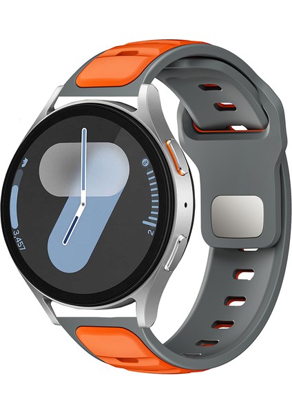Amazfit Cheetah (Round) 22MM Uyumlu Kordon Kayış Silikon 22/135KRD Turuncu Gri