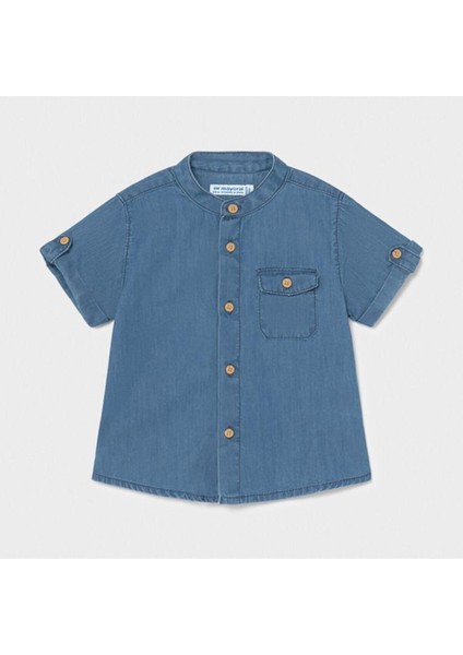 Erkek Bebek Kısa Kol Denim Gömlek 1116