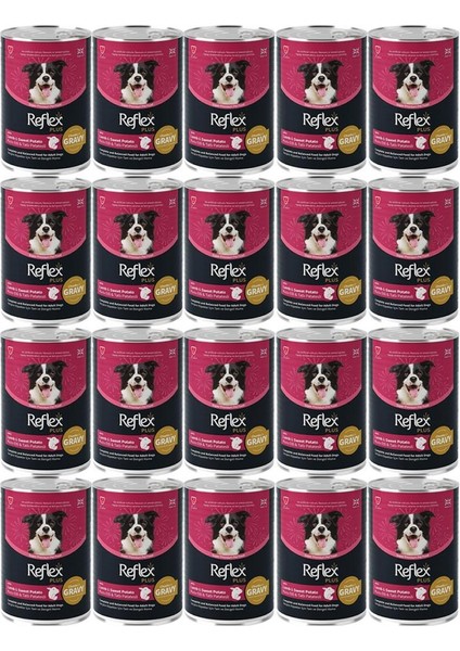 Kuzu ve Tatlı Patates Et Parçacıklı Soslu Köpek Konservesi 400 Gr*20 Adet