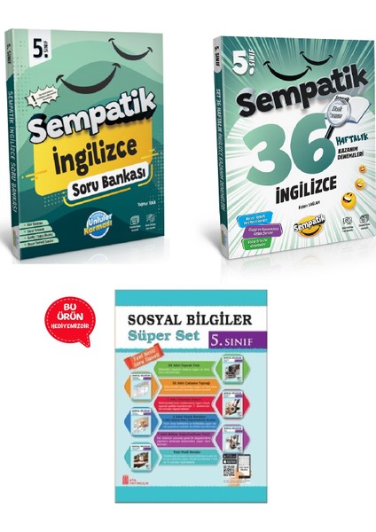 5.sınıf Ünlüler Sempatik Ingilizce Soru Bankası +36 Haftalık Kazanım Denemeleri (Hediyeli)