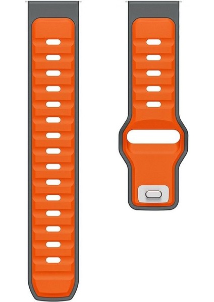 Samsung Galaxy Watch 46MM 22MM Uyumlu Kordon Kayış Silikon 22/135KRD Turuncu Gri