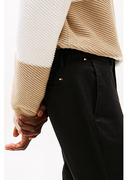 Erkek Th Denton Düz Paça Chino Pantolon - Siyah