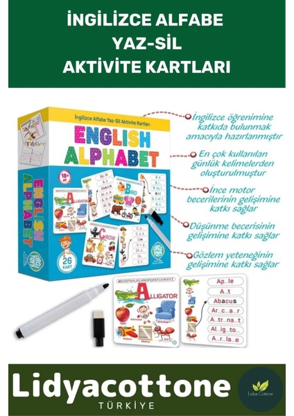 Zeka Geliştirici Eğitici El Göz Koordinasyonu Ingilizce Öğreniyorum Alfabe Oyun Kartları