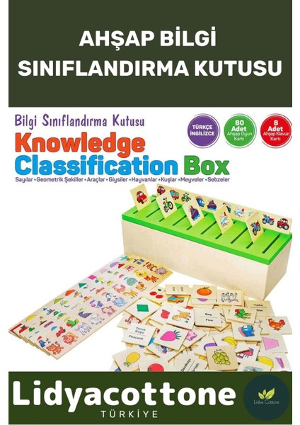 Premium Zeka Geliştirici Kişisel Gelişim Çocuk Ahşap Bilgi Sınıflandırma Kutusu Eğitici Öğretici