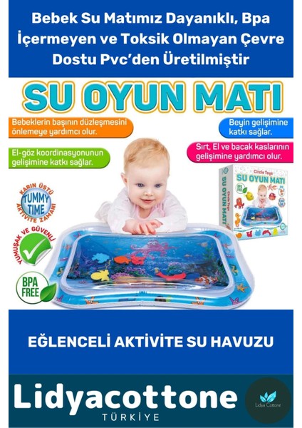 Su Oyun Matı Tummy Time Emekleme Dayanıklı Sızdırmaz Bebek Aktivite Oyuncağı Emekleme Yatak Minder modelleri