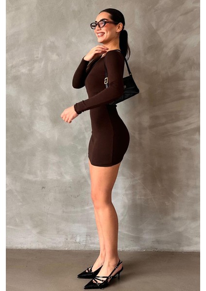 Kahverengi Madonna Yaka Mini Elbise MG2041 fırsatları