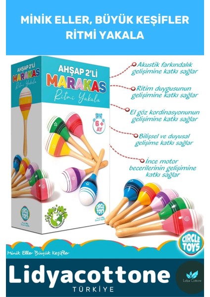 Zeka Geliştirici Eğitici Kişisel Gelişim Ritim Ses Algı Bebek Çocuk Müzik Ahşap Renkli Marakas 2'li fiyatları