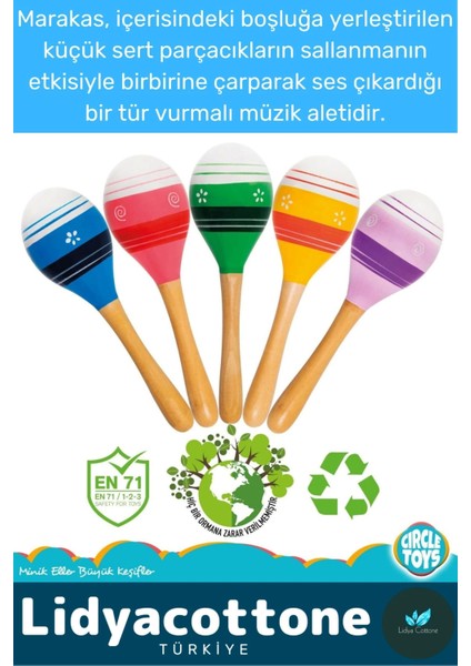 Zeka Geliştirici Eğitici Kişisel Gelişim Ritim Ses Algı Bebek Çocuk Müzik Ahşap Renkli Marakas 2'li modelleri