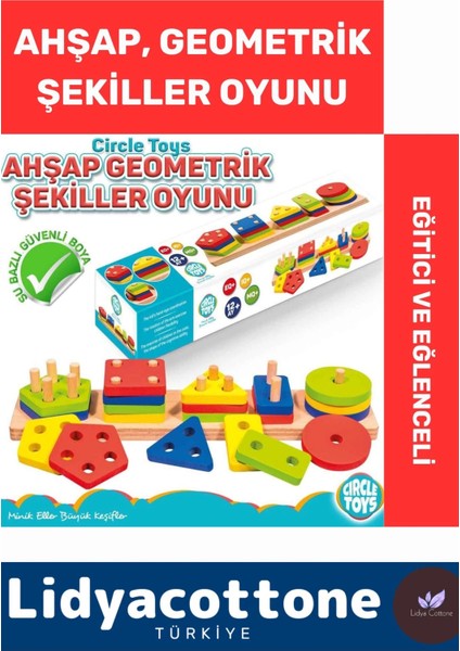 Premium Zeka Geliştirici Eğitici Kişisel Gelişim Çocuk Ahşap Geometrik Şekiller Oyunu Eğitici