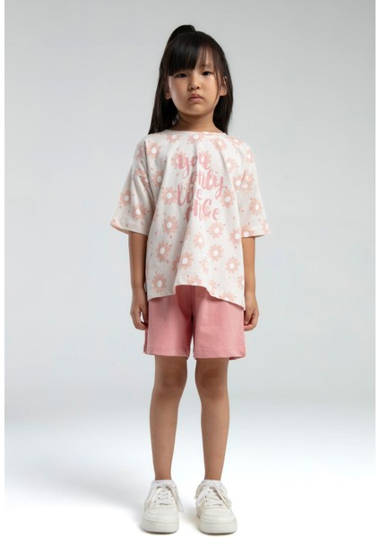 RP3610 - Bej - Rolypoly Kız Çocuk Şort Takım