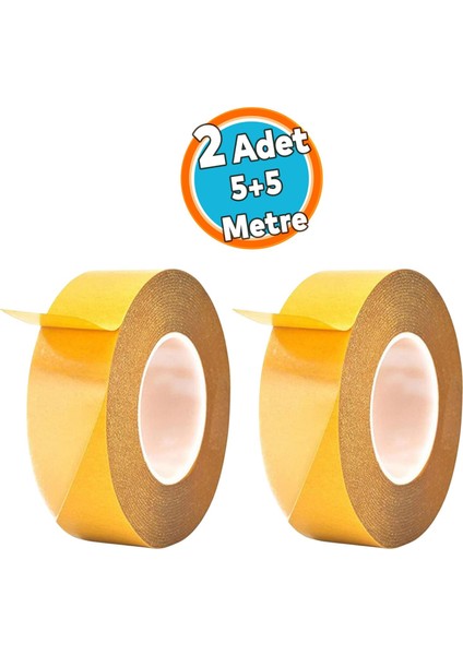 Halı Kilim Paspas Kaymaz Bant 48 mm x 5 mt Çift Taraflı Yapışkan Toplanma Önleyici Bandı 2 Adet