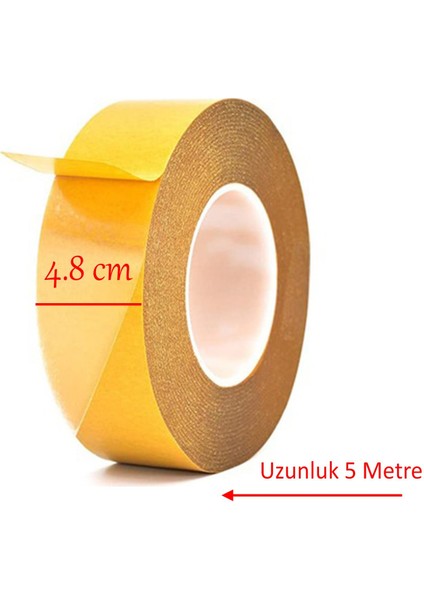 Halı Kilim Paspas Kaymaz Bant 48 mm x 5 mt Çift Taraflı Yapışkan Toplanma Önleyici Bandı 2 Adet