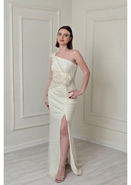 Beyaz Tek Kol Abiye 5280 modelleri