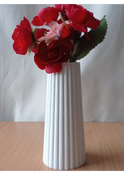 Iskandinav Tarz Beton Çizgili Vazo 18 cm fiyatları