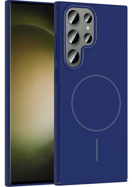 Samsung Galaxy S23 Ultra Kılıf Simli Parlak Magsafeli Ruby Sert Kapak