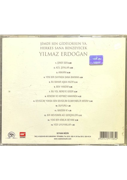 CD Yılmaz Erdoğan Şimdi Sen Gidiyorsun Ya Herkes Sana Benzeyecek CD fiyatları