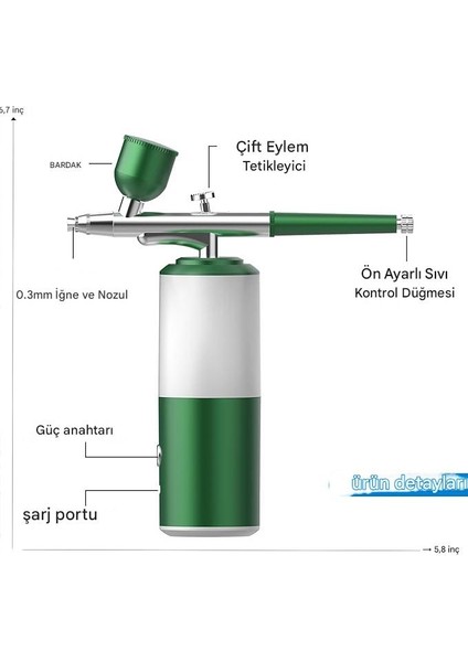 Airbrush-02 Şarj Edilebilir Boya Tabancası 34 Psi