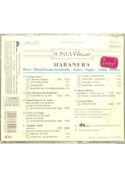 CD Habanera Bizet Mendhelssohn Auber CD fiyatları