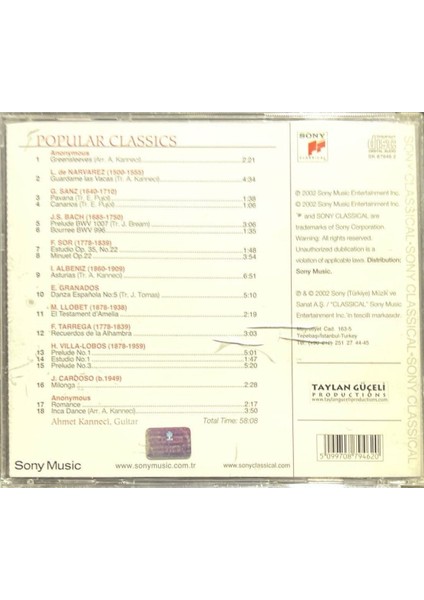 CD Ahmet Kanneci Popular Classics CD fiyatları