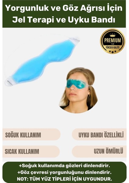 Premium Soğuk Sıcak Uygulama Göz Terapi Bandı Işık Önleyici Göz Dinlendirme Jel Uyku Bandı
