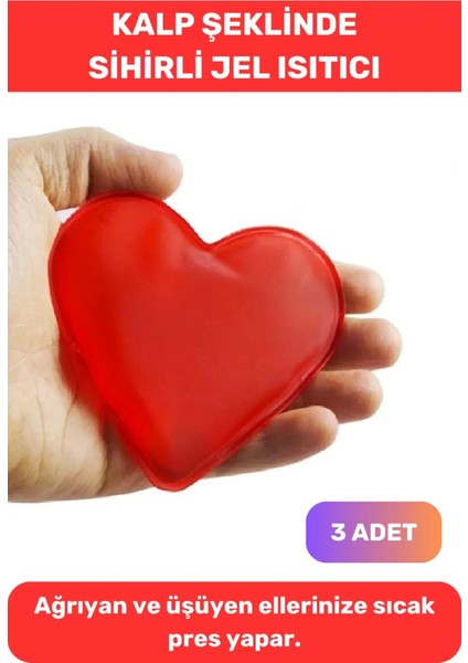 Premium Kalp Şeklinde El Isıtıcısı Kış Kayak Soğuk Sihirli Jel Torba Kalpli Cep Sobası 3'lü Set