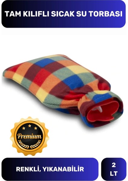 Premium Büyük Boy Kauçuk Yıkanabilir Polar Kılıflı Yumuşak Kötü Hava Sıcak Su Torbası 2 Lt