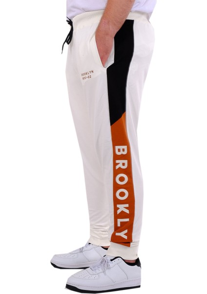 Mode Xl Büyük Beden Erkek Eşofman Altı Interlok Garnili Brooklyn 24517 Ekru fiyatları