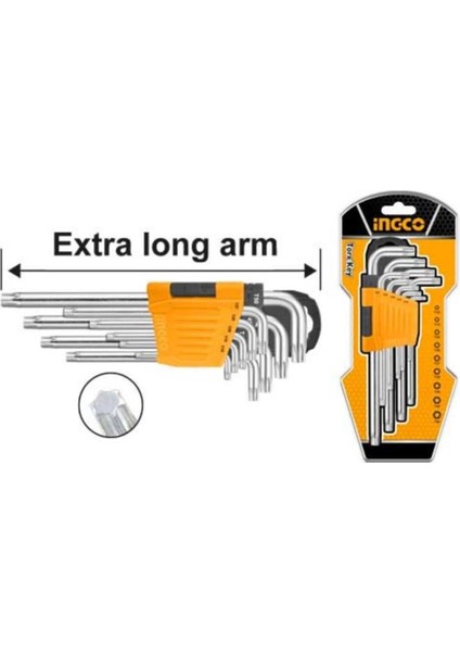 Endüstriyel 9 Lu Ekstra Uzun Torx Anahtar Seti T10-T50
