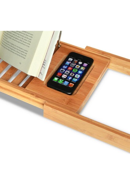 Küvet Tepsisi Bambu Küvet Standı Tutucu Ayarlanabilir Banyo Tepsisi Uzatılabilir Lüks Kitaplık, Cihaz Tablet, Kindle, Ipad, Akıllı Telefon Tepsisi Evde Spa Deneyimi Için, Sarı