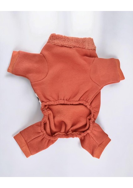 Puanti Kalın Penye Kedi Tulum Pijama