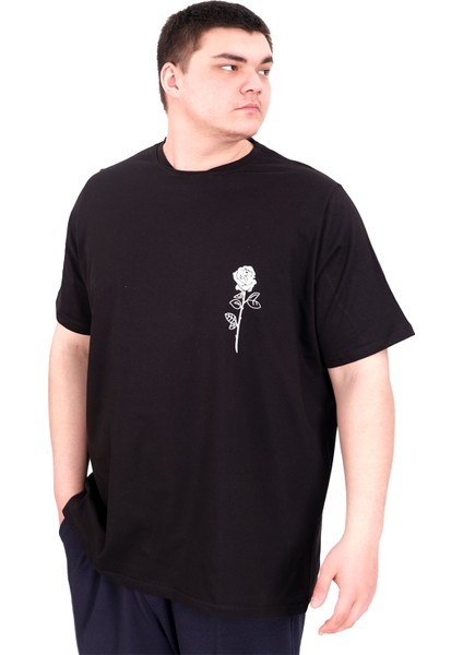 Mode Xl Büyük Beden Erkek T-Shirt Bisiklet Yaka Gorgeous U25022 Siyah modelleri