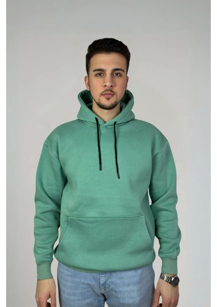 Unisex Pamuklu Basic Oversize Kapüşonlu Sweatshirt