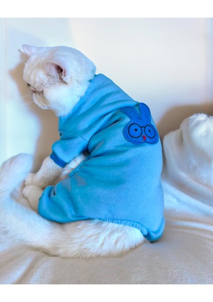 Blue Bunny Kalın Penye Kedi Tulum Pijama