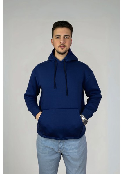 Unisex Pamuklu Basic Oversize Kapüşonlu Sweatshirt