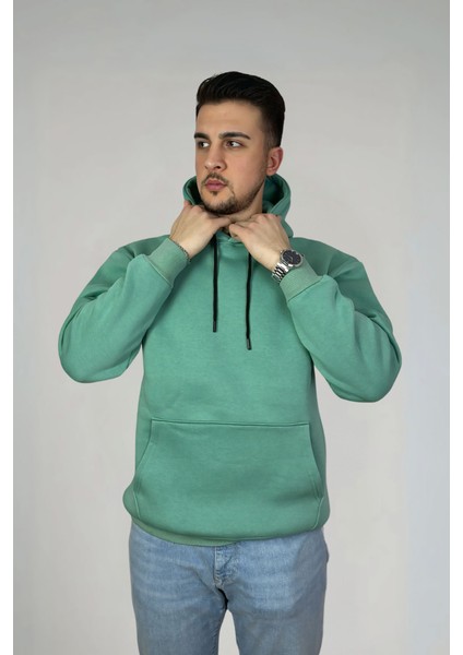 Unisex Pamuklu Basic Oversize Kapüşonlu Sweatshirt