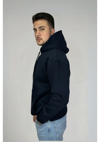 Unisex Pamuklu Basic Oversize Kapüşonlu Sweatshirt