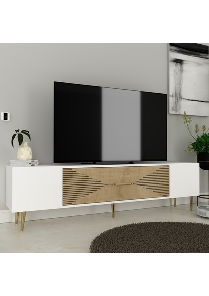 Motif Tv Sehpası Tv Ünitesi Beyaz Safirmeşe Altın fiyatları