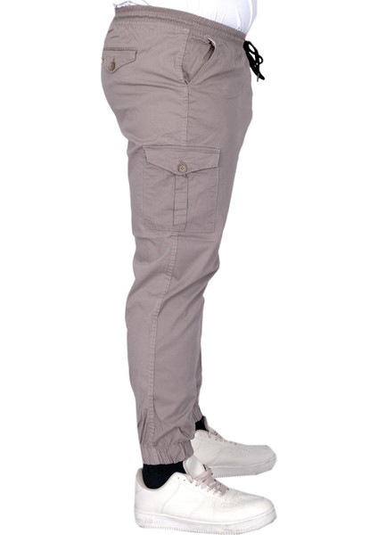 Mode Xl Büyük Beden Erkek Pantolon Keten Kargo Jogger 21911 Taş Rengi fiyatları