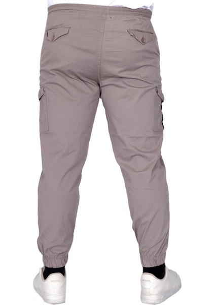 Mode Xl Büyük Beden Erkek Pantolon Keten Kargo Jogger 21911 Taş Rengi modelleri