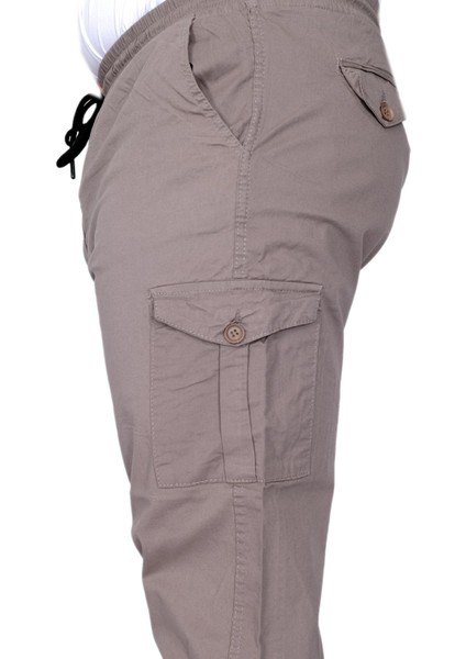 Mode Xl Büyük Beden Erkek Pantolon Keten Kargo Jogger 21911 Taş Rengi fırsatları