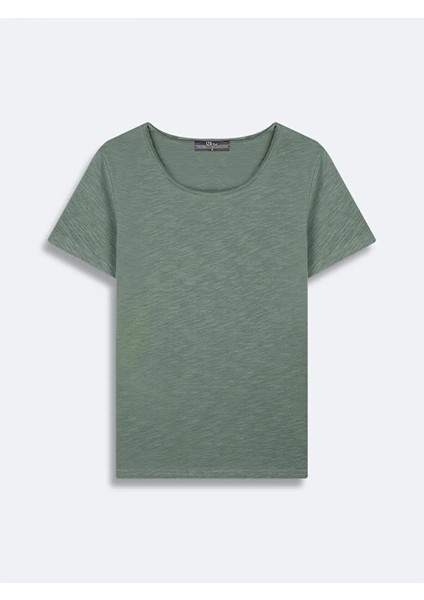 LTB Kadın Basıc Kısa Kollu U Yaka Regular Yeşil T-shırt
